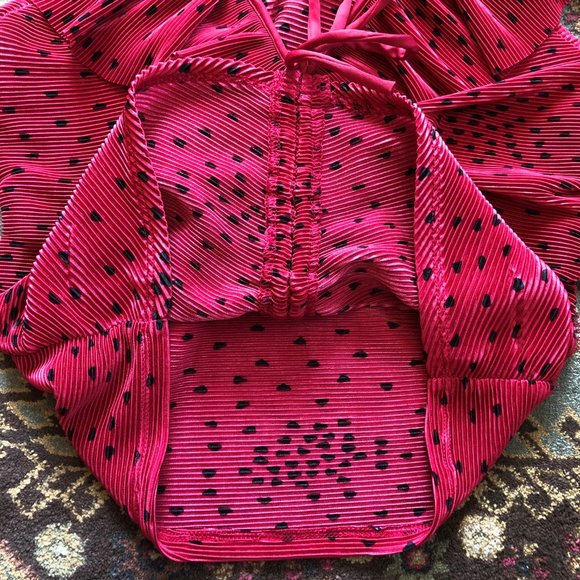 Red Polka Dot Pleated Cinched-Front Top *NEW with Tags* Size S - Picture 6 of 16